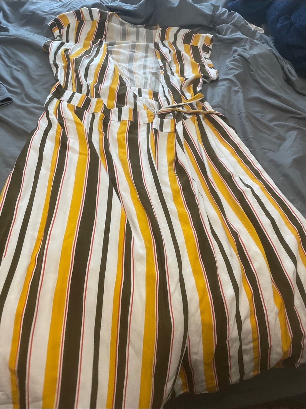 Promod Striped Maxi Dress in Yellow, White & Brown